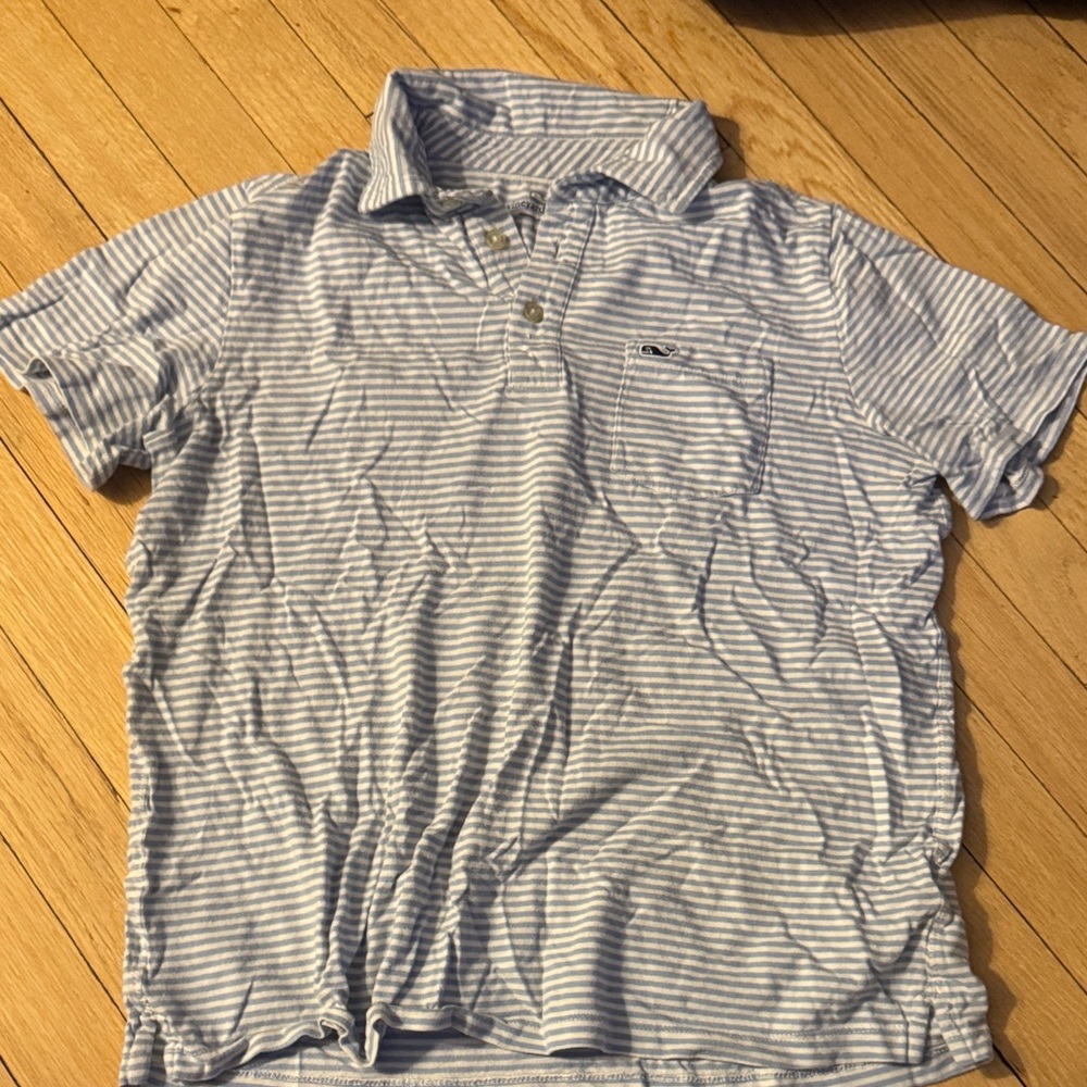 Vineyard Vines Blue and White Striped Polo Shirt
